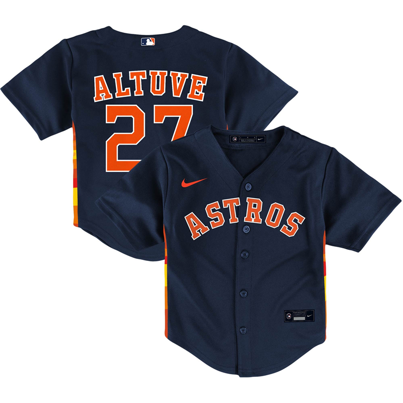2020 MLB Toddler Houston Astros 27 Jose Altuve Nike Navy Alternate 2020 Replica Player Jersey 1